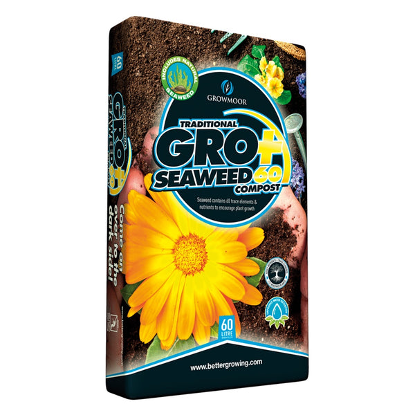 Growmoor Groplus Seaweed 60 Compost - 60L - DeWaldens Garden Centre